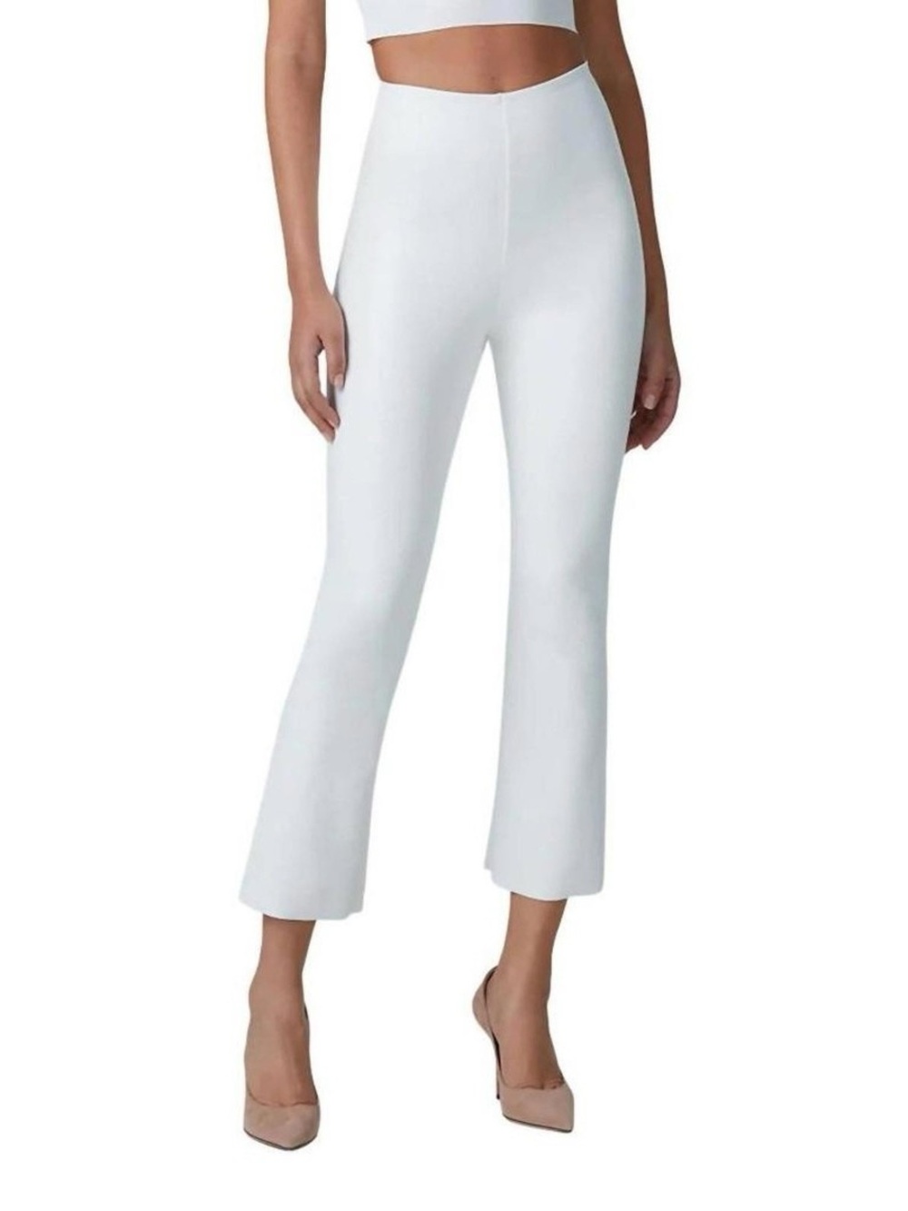 Commando • Faux Leather Cropped Flare in Ivory